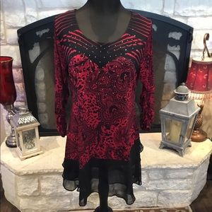 Red and black tunic